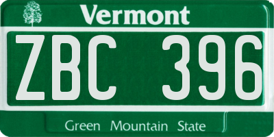 VT license plate ZBC396