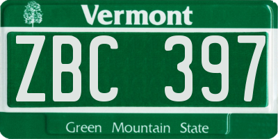 VT license plate ZBC397