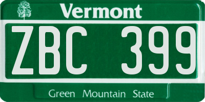 VT license plate ZBC399