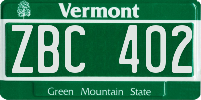 VT license plate ZBC402