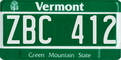 VT license plate ZBC412