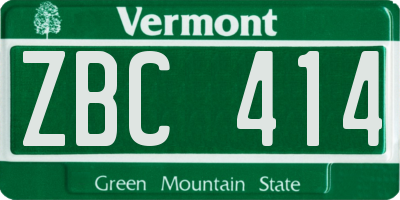VT license plate ZBC414