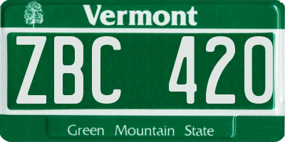 VT license plate ZBC420