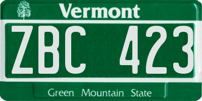 VT license plate ZBC423