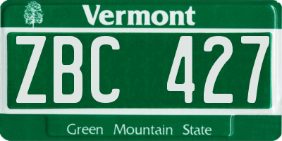VT license plate ZBC427
