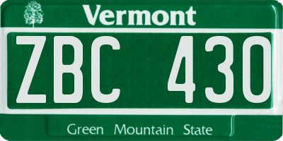 VT license plate ZBC430
