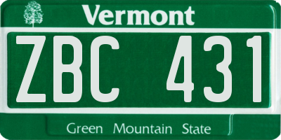 VT license plate ZBC431