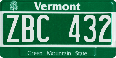 VT license plate ZBC432