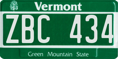 VT license plate ZBC434