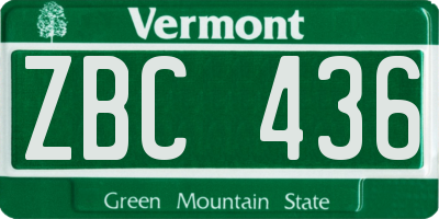 VT license plate ZBC436