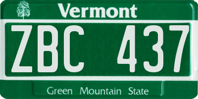 VT license plate ZBC437