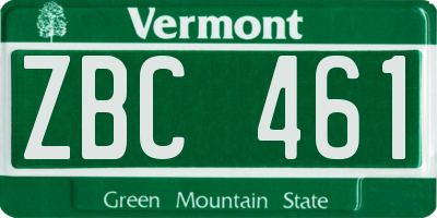 VT license plate ZBC461