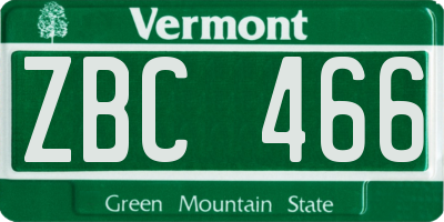 VT license plate ZBC466