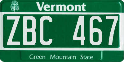 VT license plate ZBC467