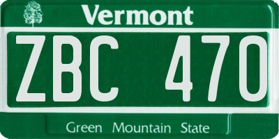 VT license plate ZBC470