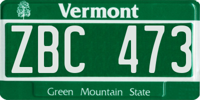 VT license plate ZBC473