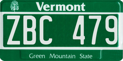 VT license plate ZBC479