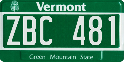 VT license plate ZBC481