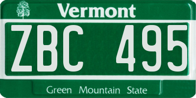 VT license plate ZBC495