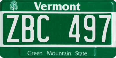 VT license plate ZBC497