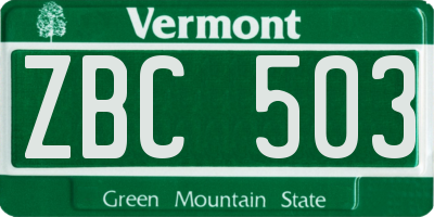VT license plate ZBC503