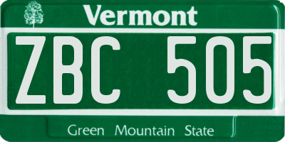 VT license plate ZBC505