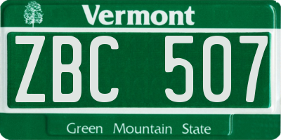 VT license plate ZBC507