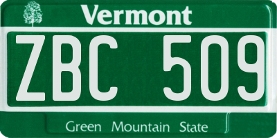 VT license plate ZBC509