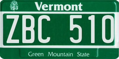 VT license plate ZBC510