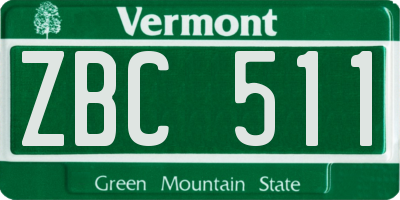 VT license plate ZBC511