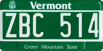 VT license plate ZBC514