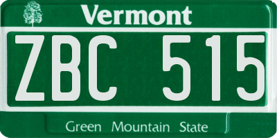 VT license plate ZBC515