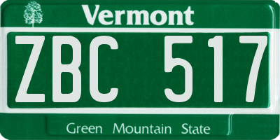 VT license plate ZBC517