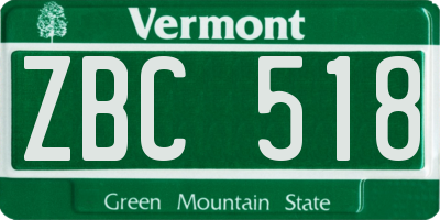 VT license plate ZBC518