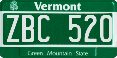 VT license plate ZBC520