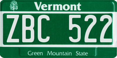 VT license plate ZBC522