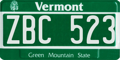 VT license plate ZBC523