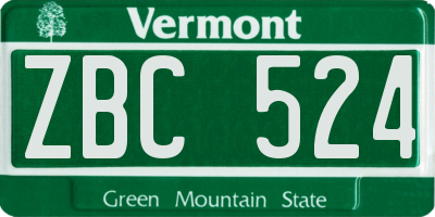 VT license plate ZBC524