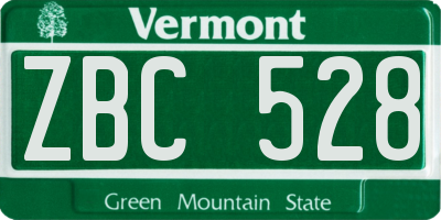 VT license plate ZBC528
