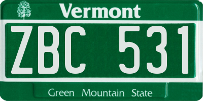 VT license plate ZBC531