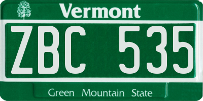 VT license plate ZBC535