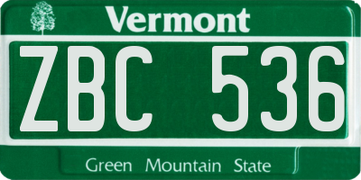 VT license plate ZBC536