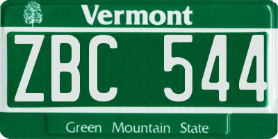 VT license plate ZBC544