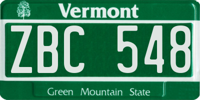 VT license plate ZBC548