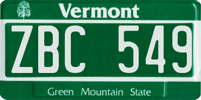 VT license plate ZBC549