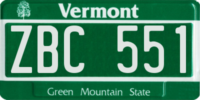 VT license plate ZBC551