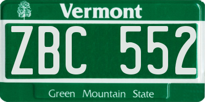 VT license plate ZBC552