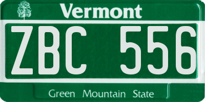 VT license plate ZBC556
