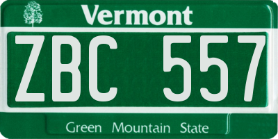 VT license plate ZBC557