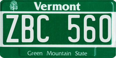 VT license plate ZBC560